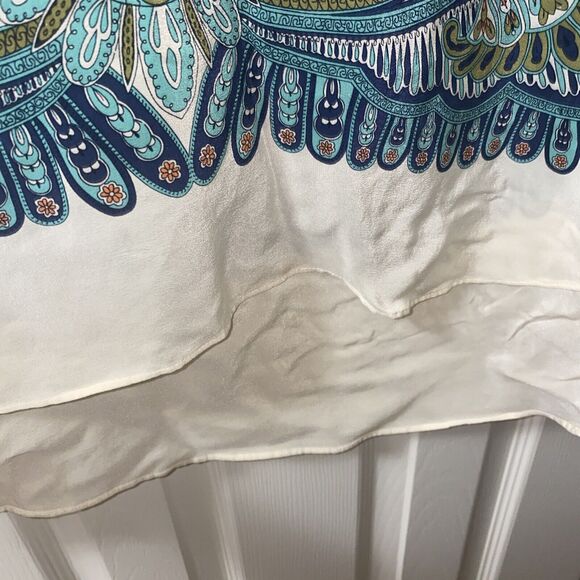 Anthropologie Maeve White 100% Silk Split Sleeve Mandala Print Blouse Top Sz M - Picture 6 of 11